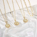 Amazon hot sale personalized necklace with initial letter charm clavicle layered gold plated necklace